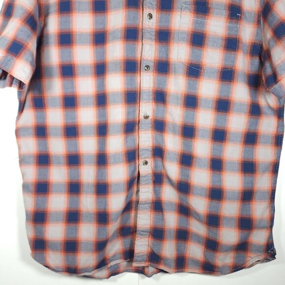 The North Face Men's XL Orange Multi Cotton Plaid Short sleeve Button Up Shirt - Picture 3 of 8